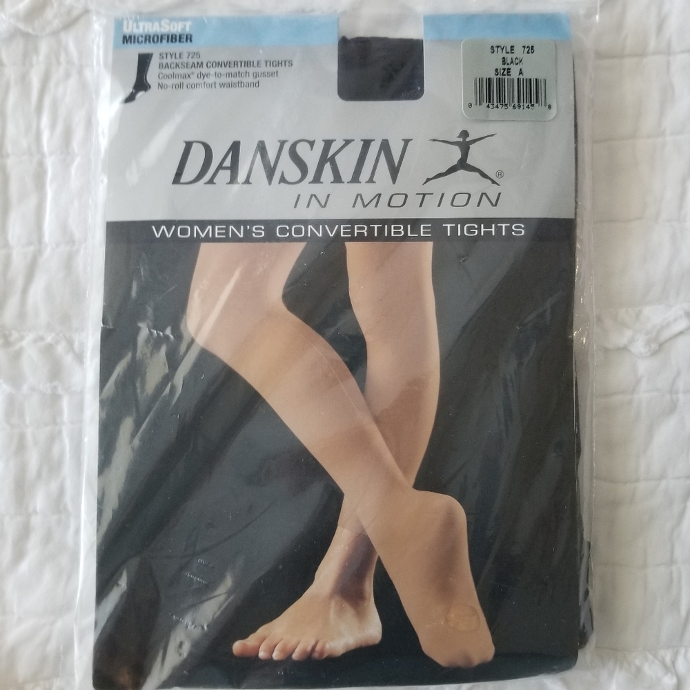 Danskin In Motion Tights Style 725 Size A BLK NEW BackSeam